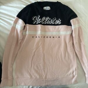 Hollister Black and Pink Crew Neck Sweater